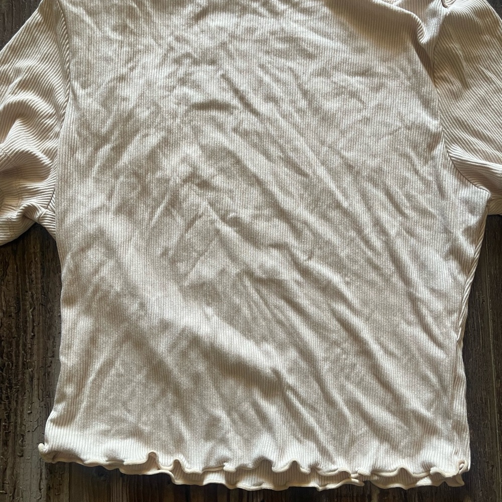 Cream Ribbed Women's Top - Picture 2 of 2